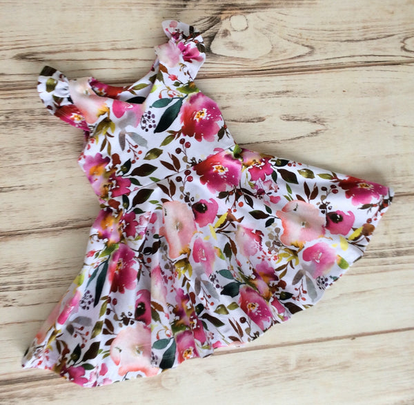 Watercolor Floral Twirl Dress
