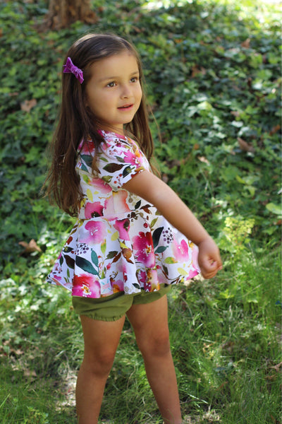 Watercolor Floral Peplum Top