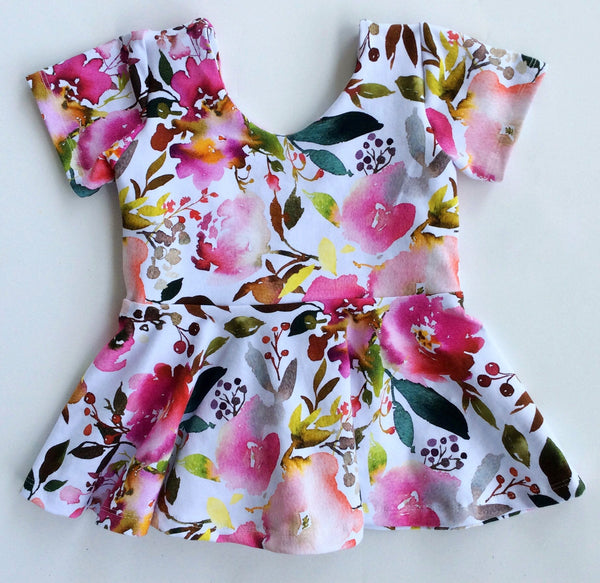 Watercolor Floral Peplum Top