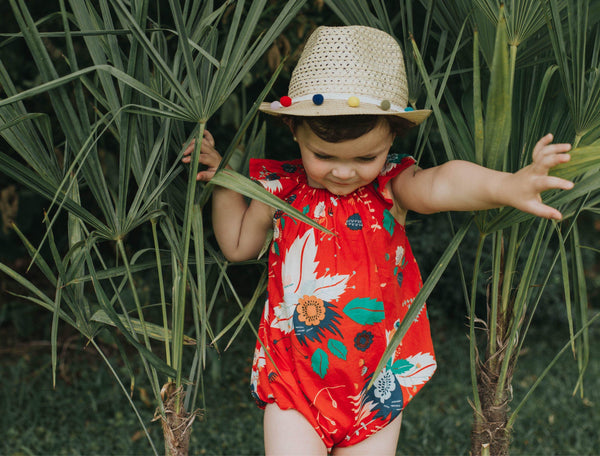 Red Floral Romper