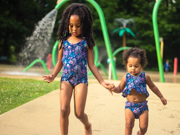 Dark Blue Ruffle Hem Bikini