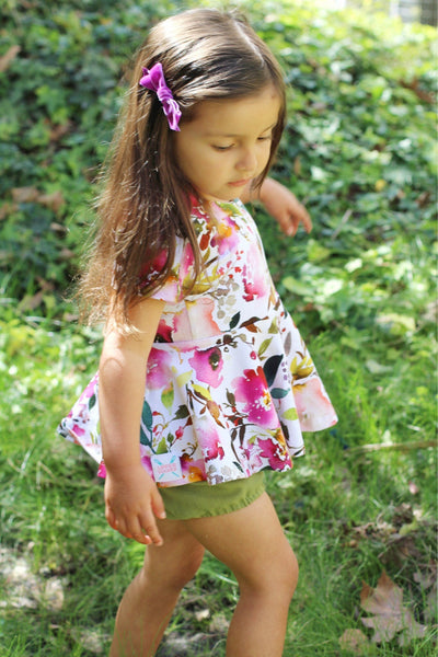 Watercolor Floral Peplum Top