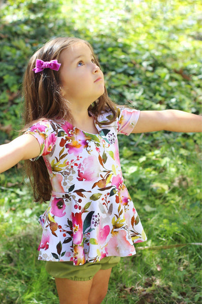 Watercolor Floral Peplum Top