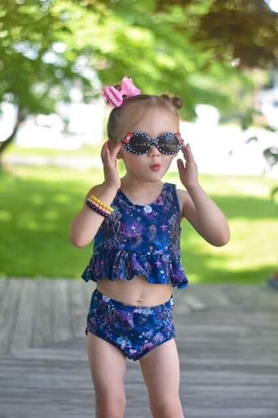 Dark Blue Ruffle Hem Bikini