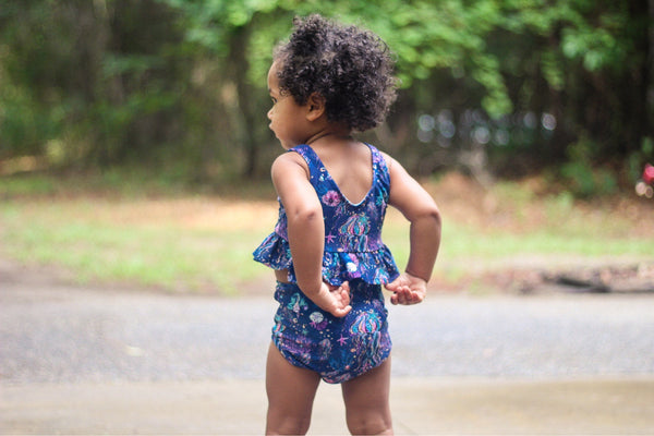 Dark Blue Ruffle Hem Bikini