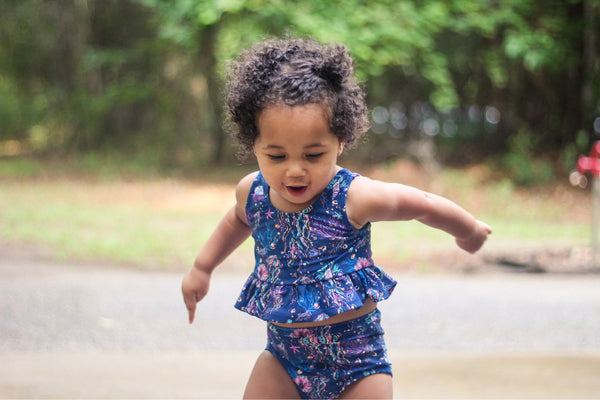 Dark Blue Ruffle Hem Bikini