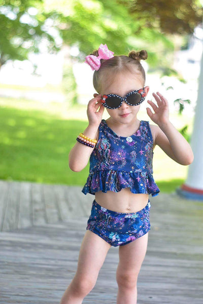 Dark Blue Ruffle Hem Bikini