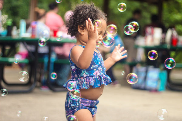 Dark Blue Ruffle Hem Bikini