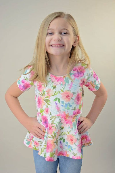 Pink Floral Peplum Top