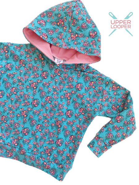 Blue Floral French Terry Hoodie