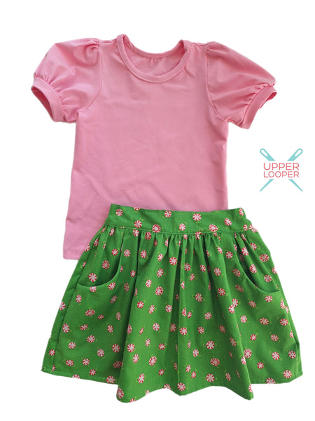 Peppermint Twist Skirt and Puff Sleeve Top Set