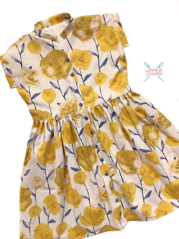 Yellow Roses Snap Front Dress
